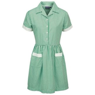 Bottle Green Gingham Summer Dress