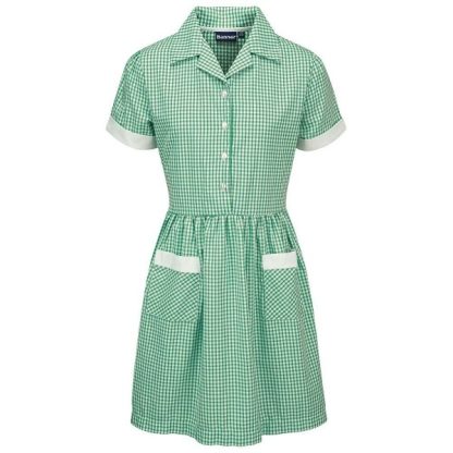 Bottle Green Gingham Summer Dress