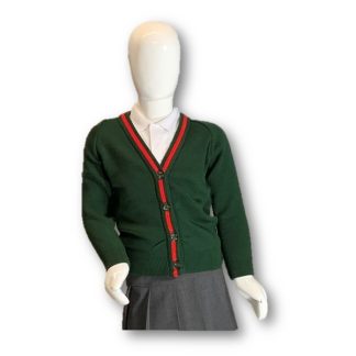 Bottle Green & Red Knitted Cardigans