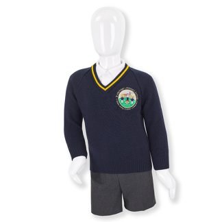 Navy Blue & Gold Knitted V-neck Pullover