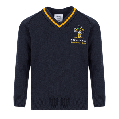 Navy Knitted V-neck Pullover